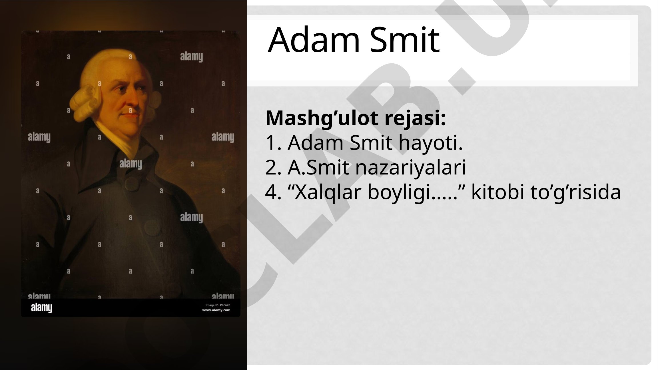 Adam Smit Mashg'ulot Rejasi