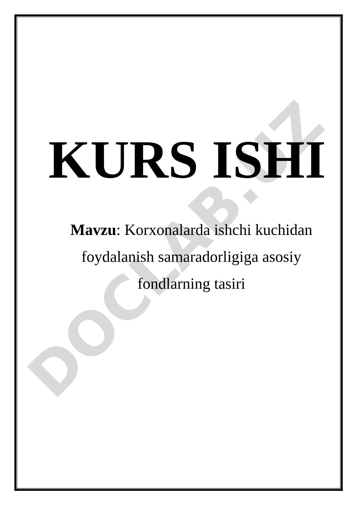 Asosiy fondlarning ishchi kuchidan foydalanish samaradorligiga ta'siri