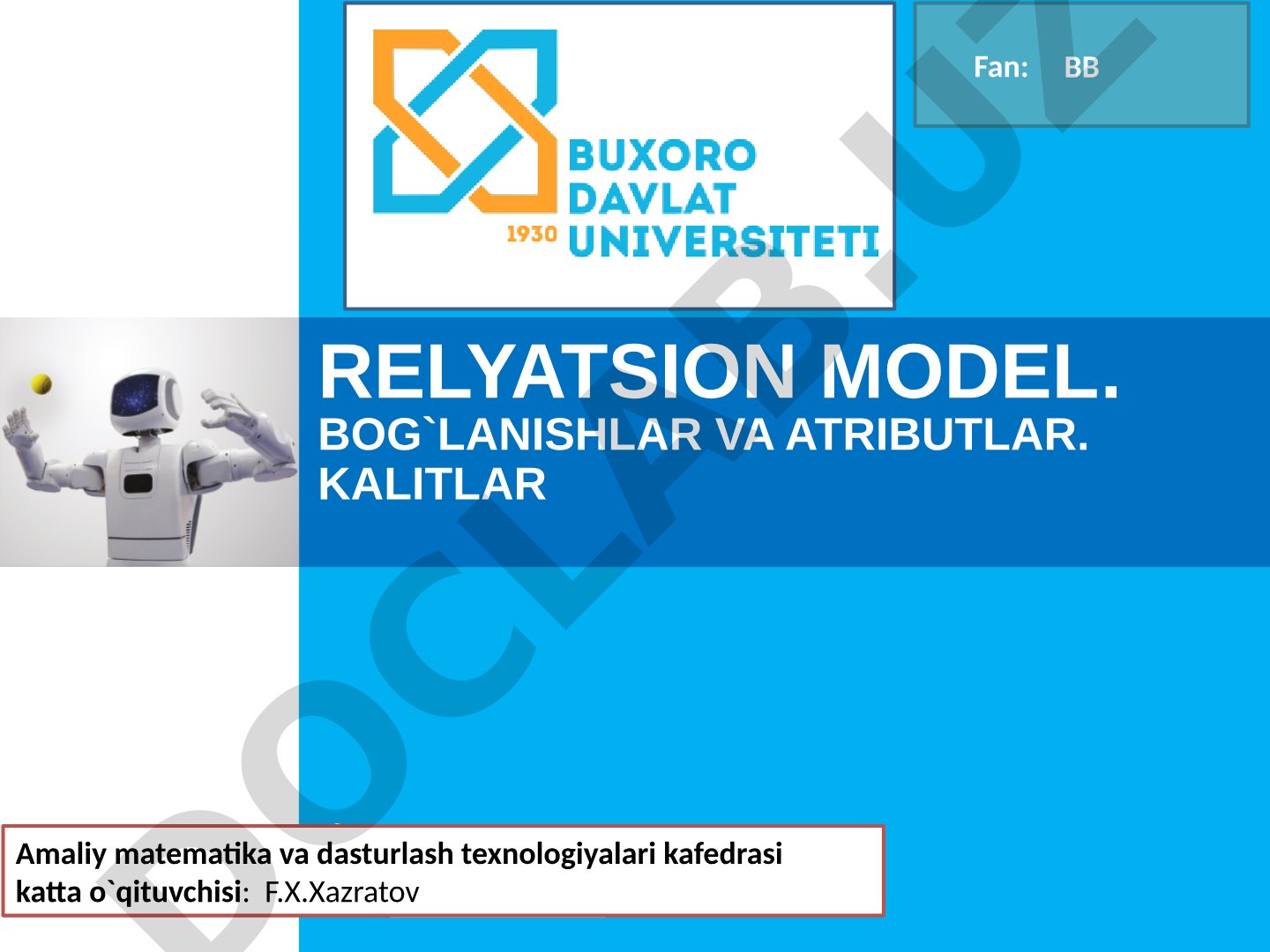 Relyatsion Model va Bog'lanishlar
