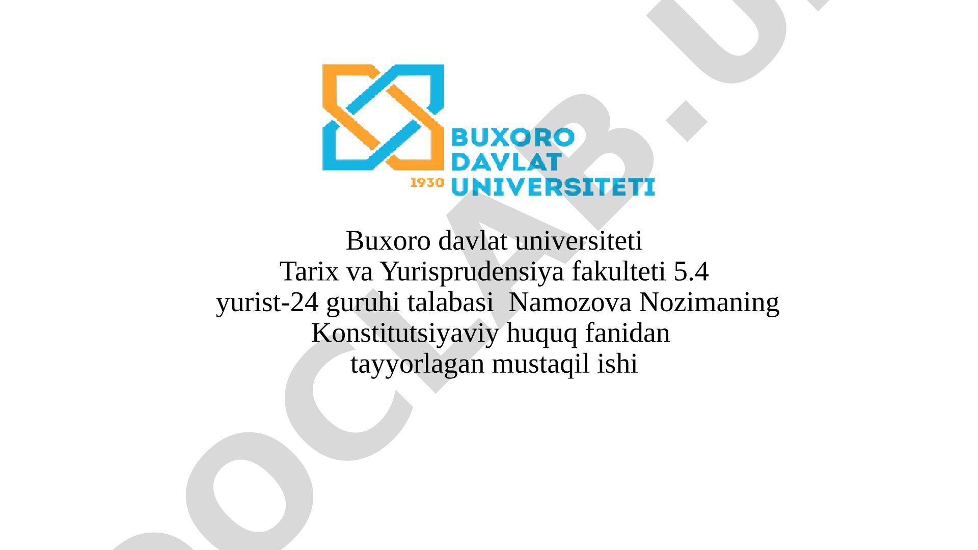 Konstitutsiyaviy huquq mustaqil ishi