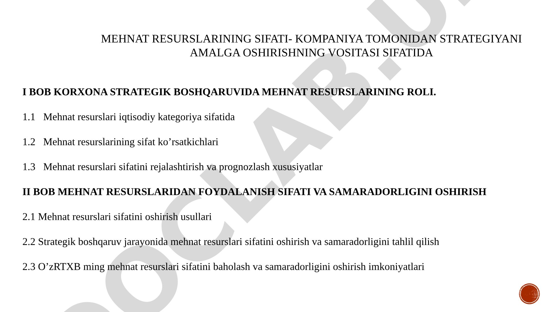 Mehnat Resurslari Sifatini Oshirish