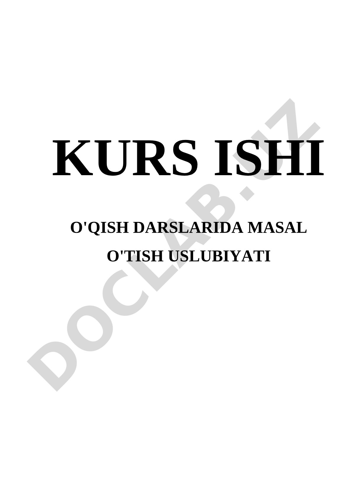 Masal O'tish Uslubiyati Kurs Ishi