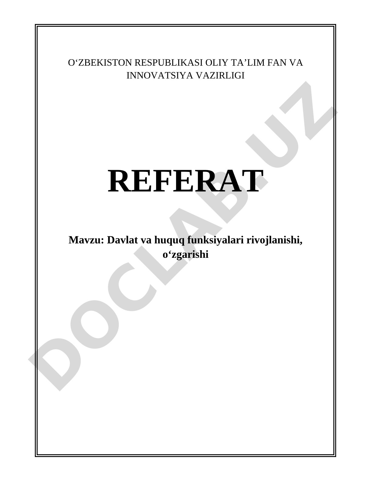 Davlat va huquq funksiyalari referati