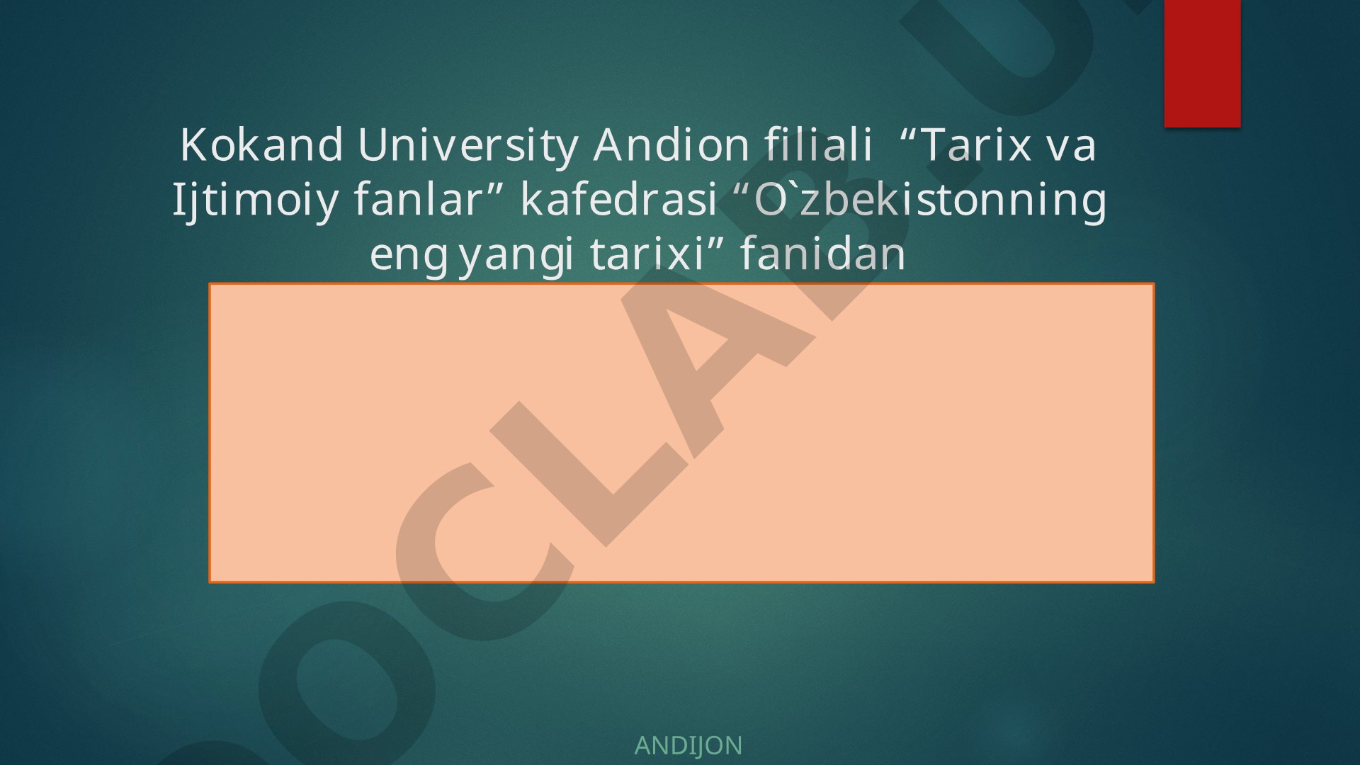 O'zbekistonning eng yangi tarixi taqdimoti
