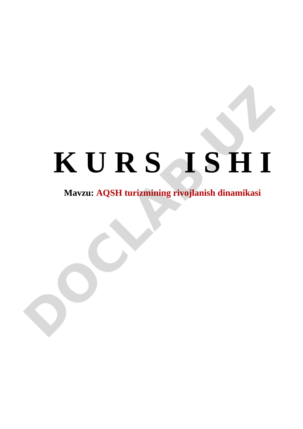 AQSH Turizmi Kurs Ishi