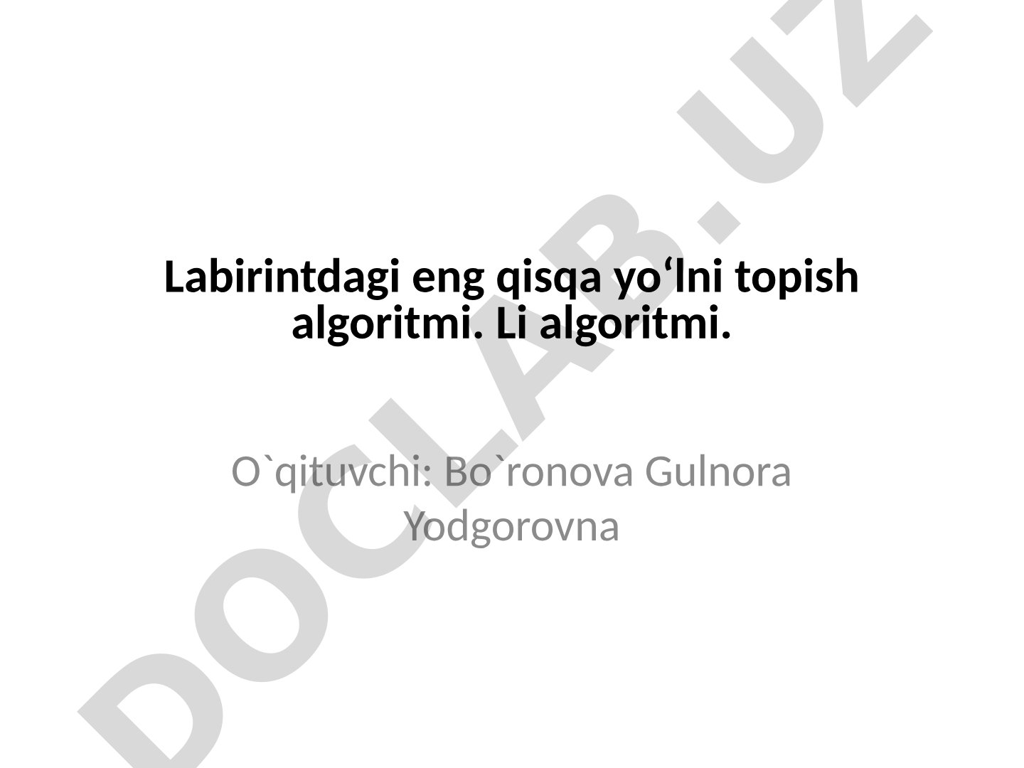 Labirint Algoritmlari