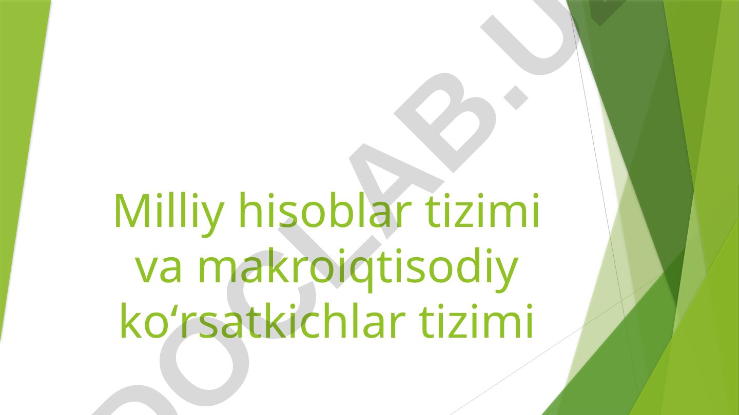 Milliy hisoblar tizimi va makroiqtisodiy koʻrsatkichlar tizimi