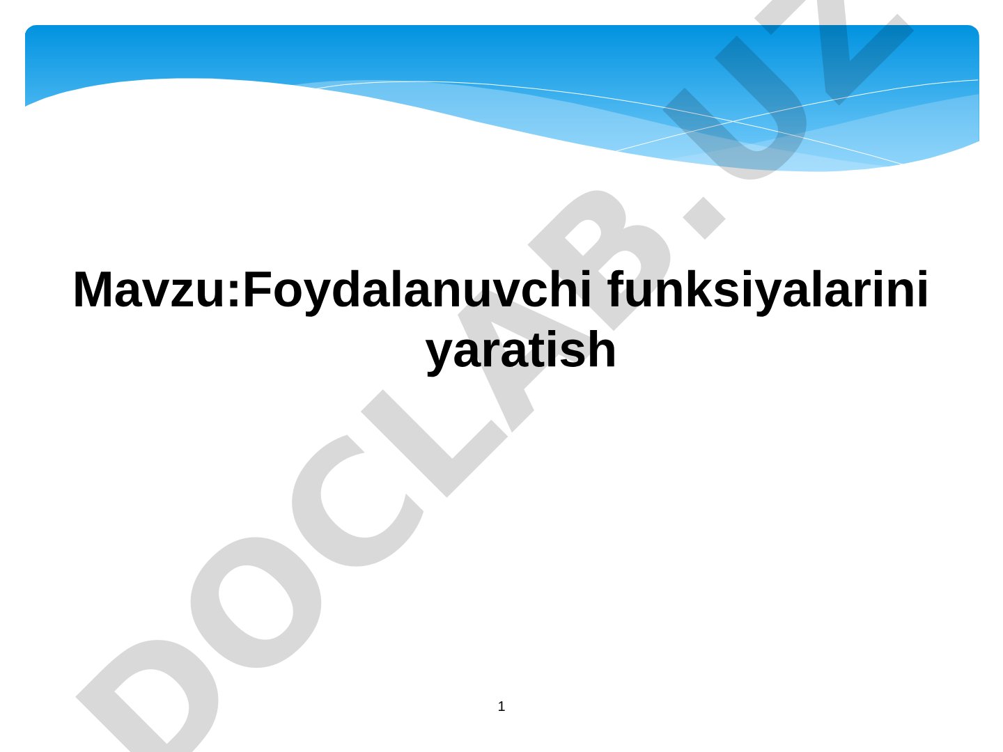 Foydalanuvchi funksiyalarini yaratish