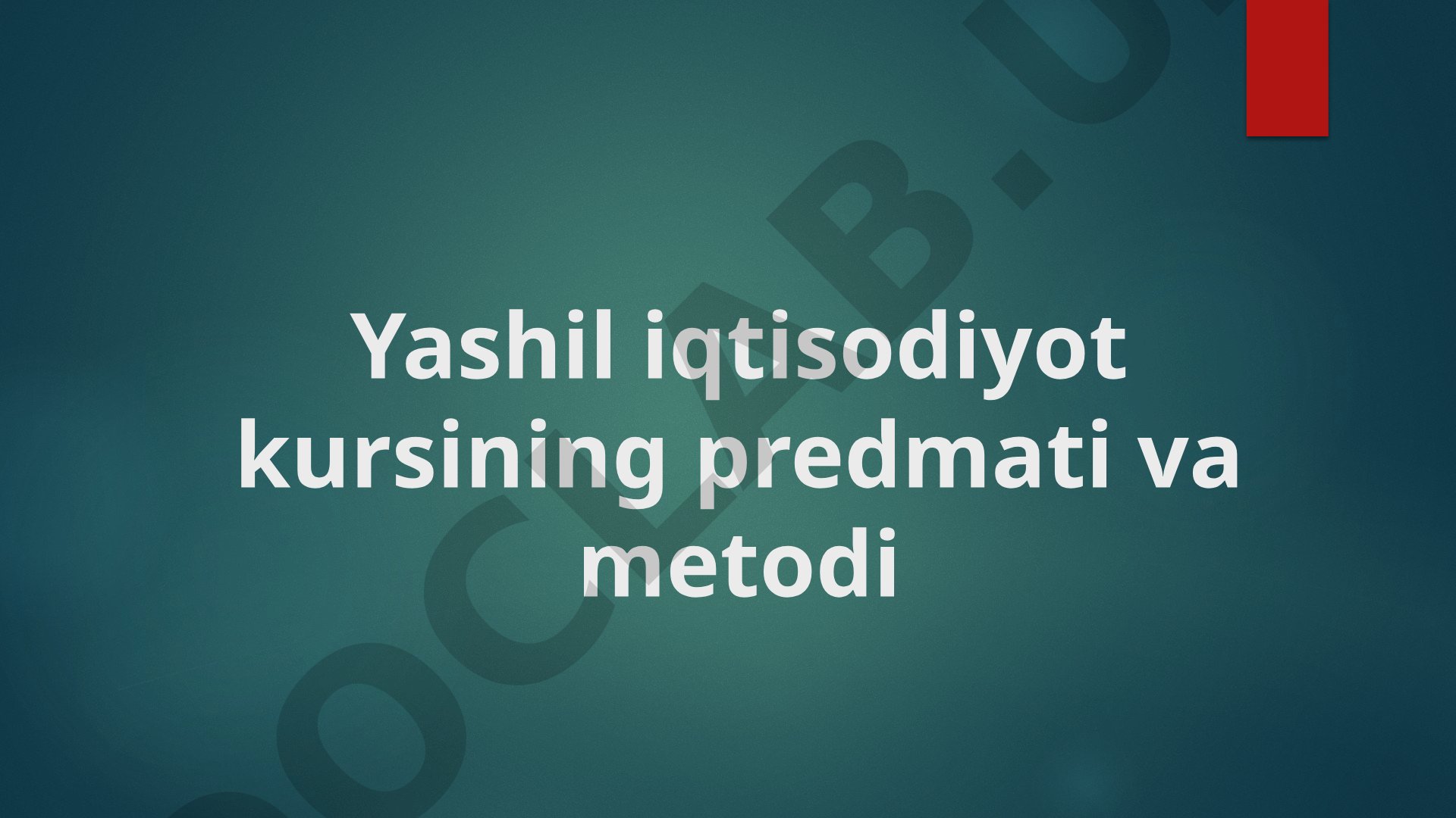 Yashil Iqtisodiyot Kursi
