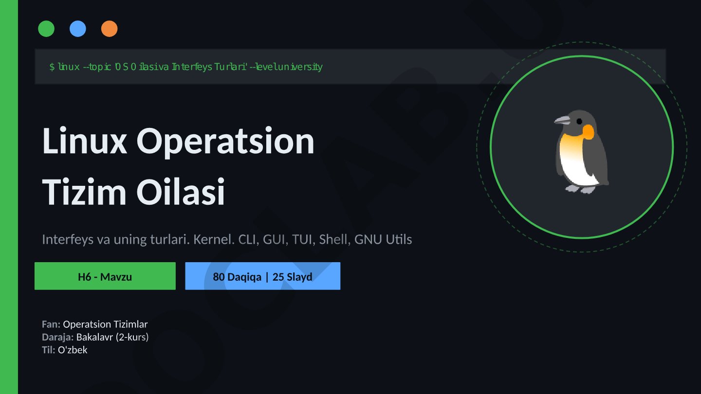 Linux Operatsion Tizim Oilasi va Interfeys Turlari