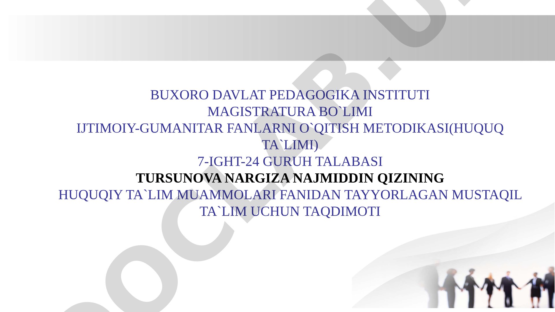 Huquqiy Ta'lim Muammolari Taqdimoti