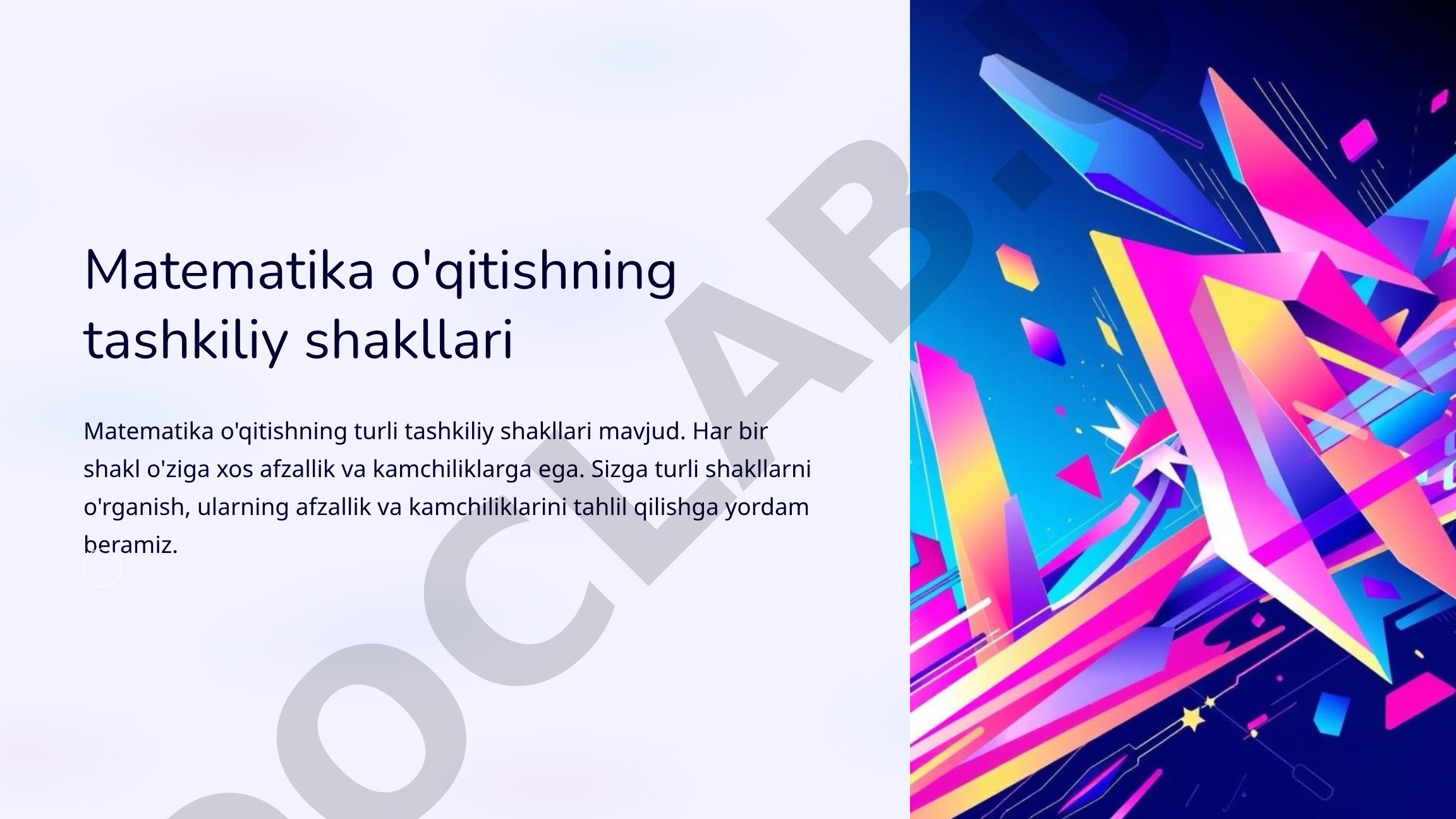 Matematika o'qitish tashkiliy shakllari