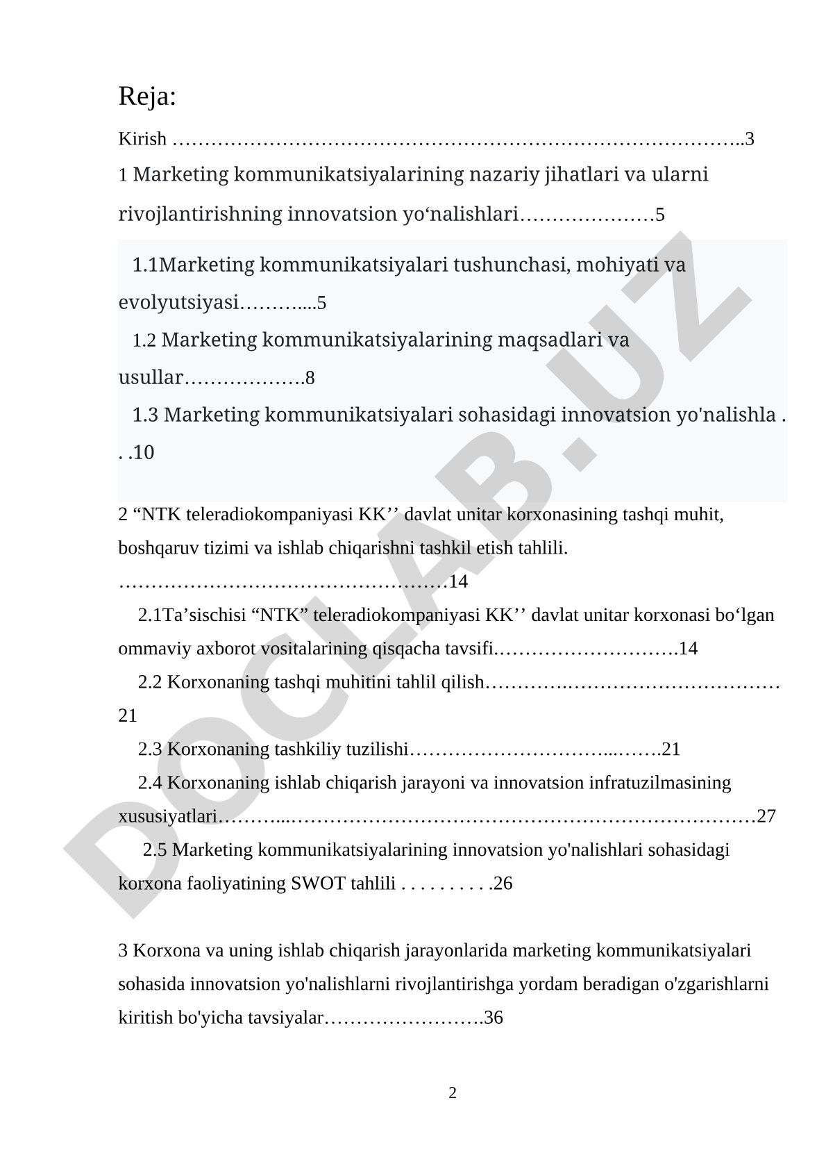 Marketing kommunikatsiyalari va innovatsion yo'nalishlar tadqiqoti