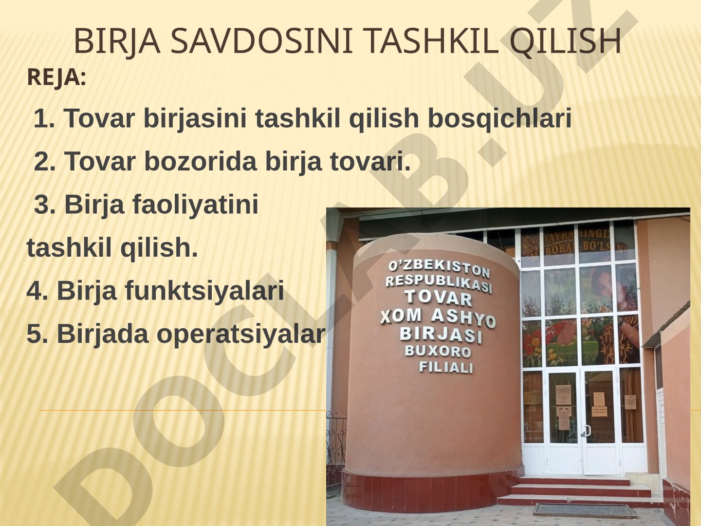 Birja savdosini tashkil qilish