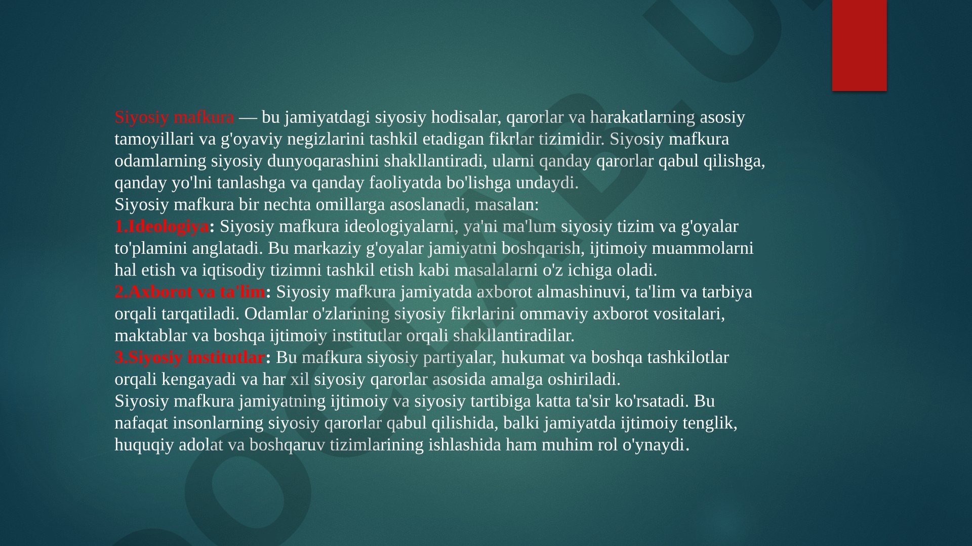 Siyosiy Mafkura Tushunchasi