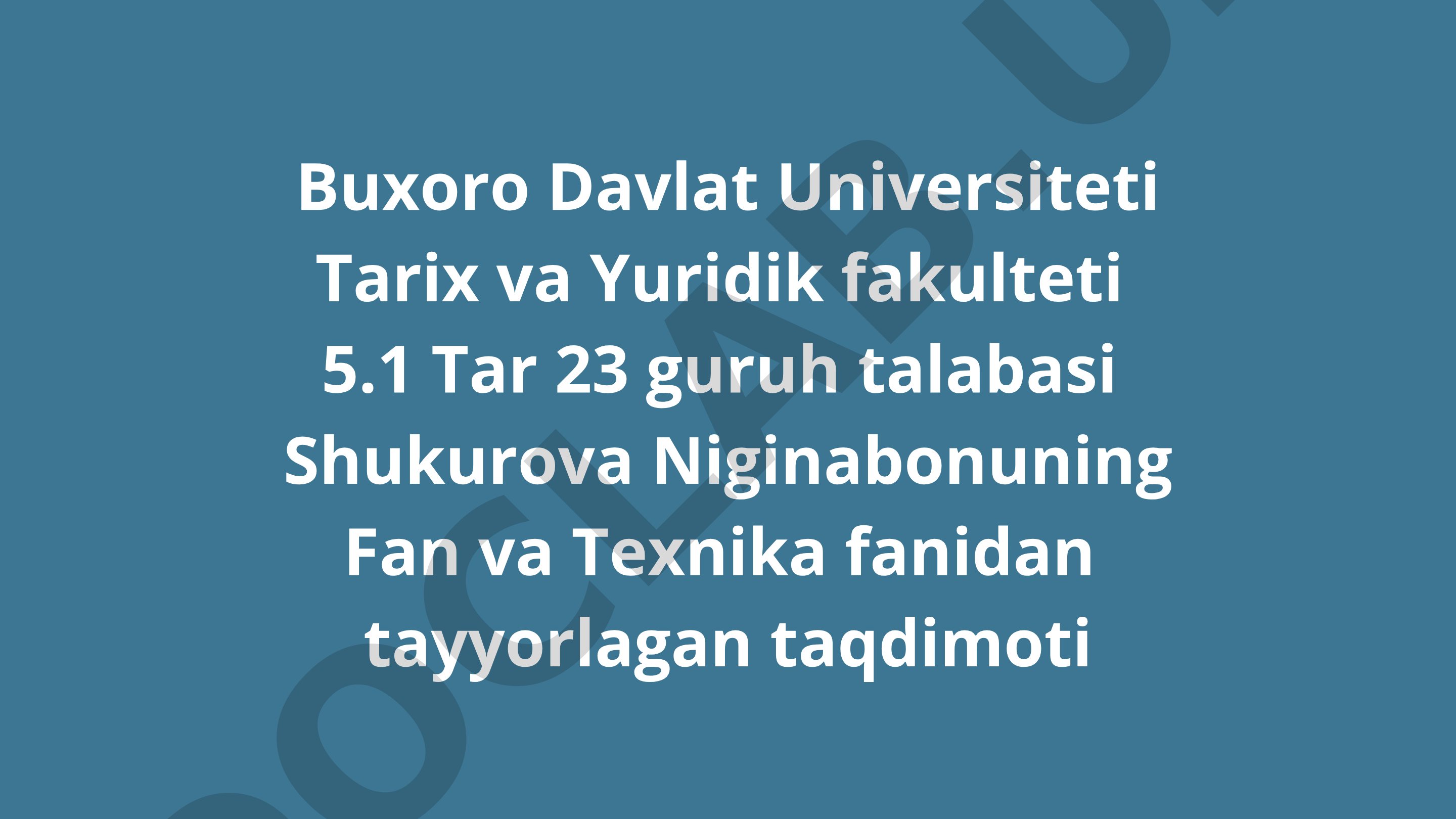 Abu Nasr Farobiyning ilm fan taraqqiyotiga qo'shgan hissasi taqdimoti