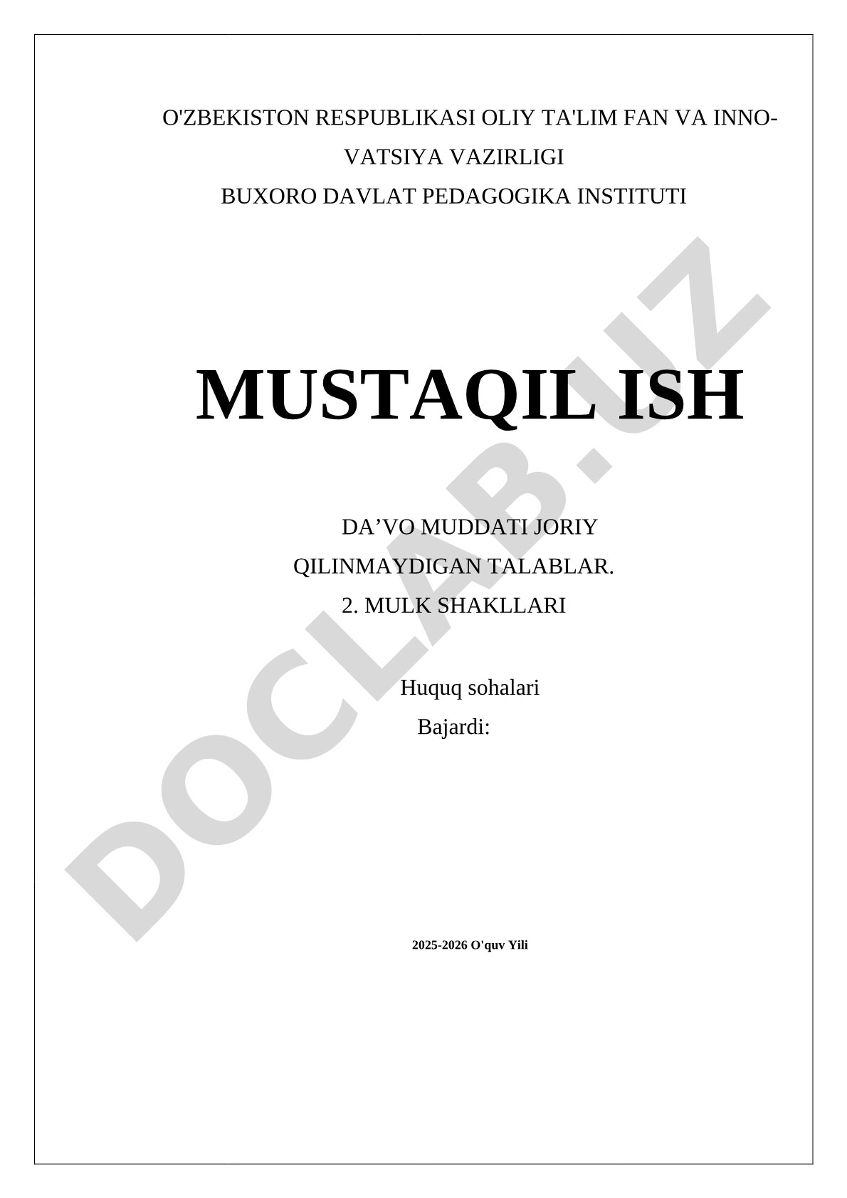Da'vo muddati va mulk shakllari