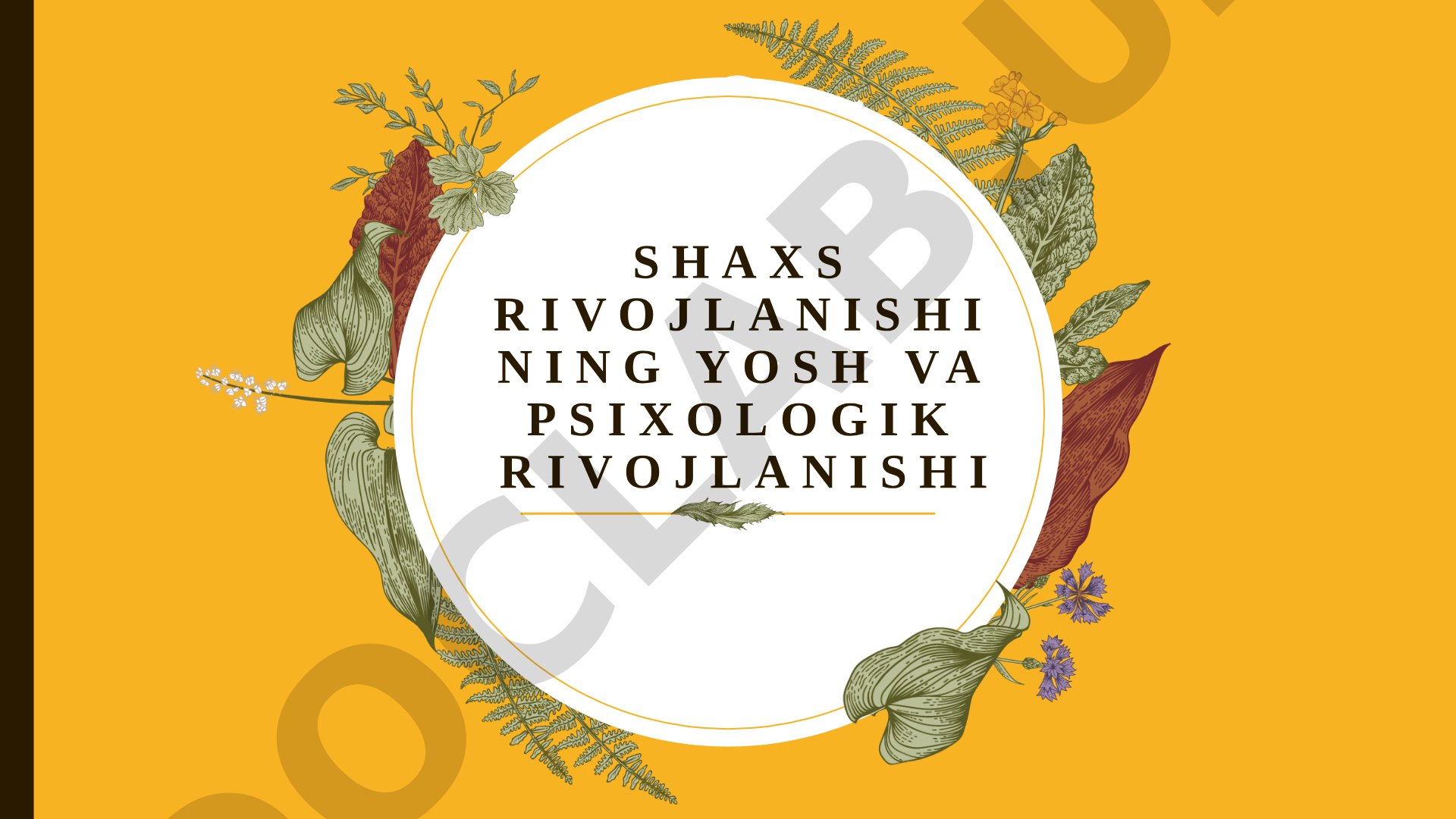 Shaxs Rivojlanishi: Yosh va Psixologik Rivojlanish