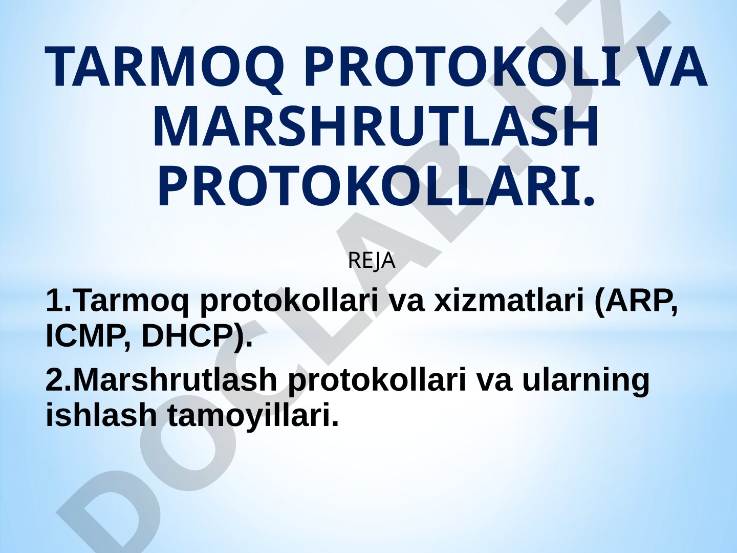 Tarmoq va Marshrutlash Protokollari