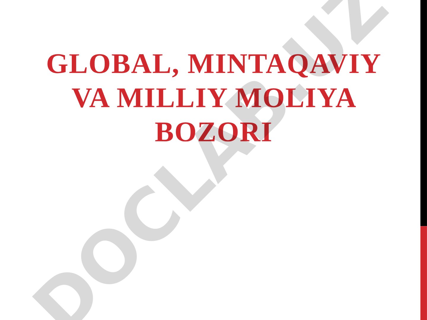 Jahon moliya bozorlari tadqiqoti