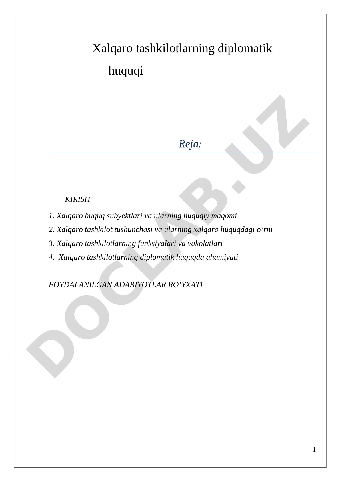 Xalqaro Tashkilotlarning Diplomatik Huquqi