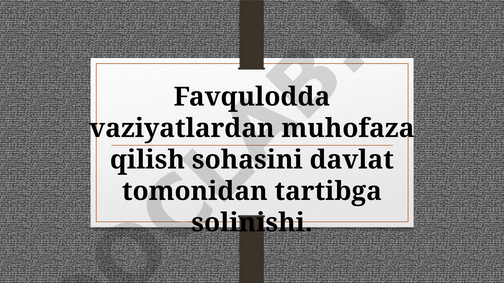 Favqulodda vaziyatlardan muhofaza qilish rejasi