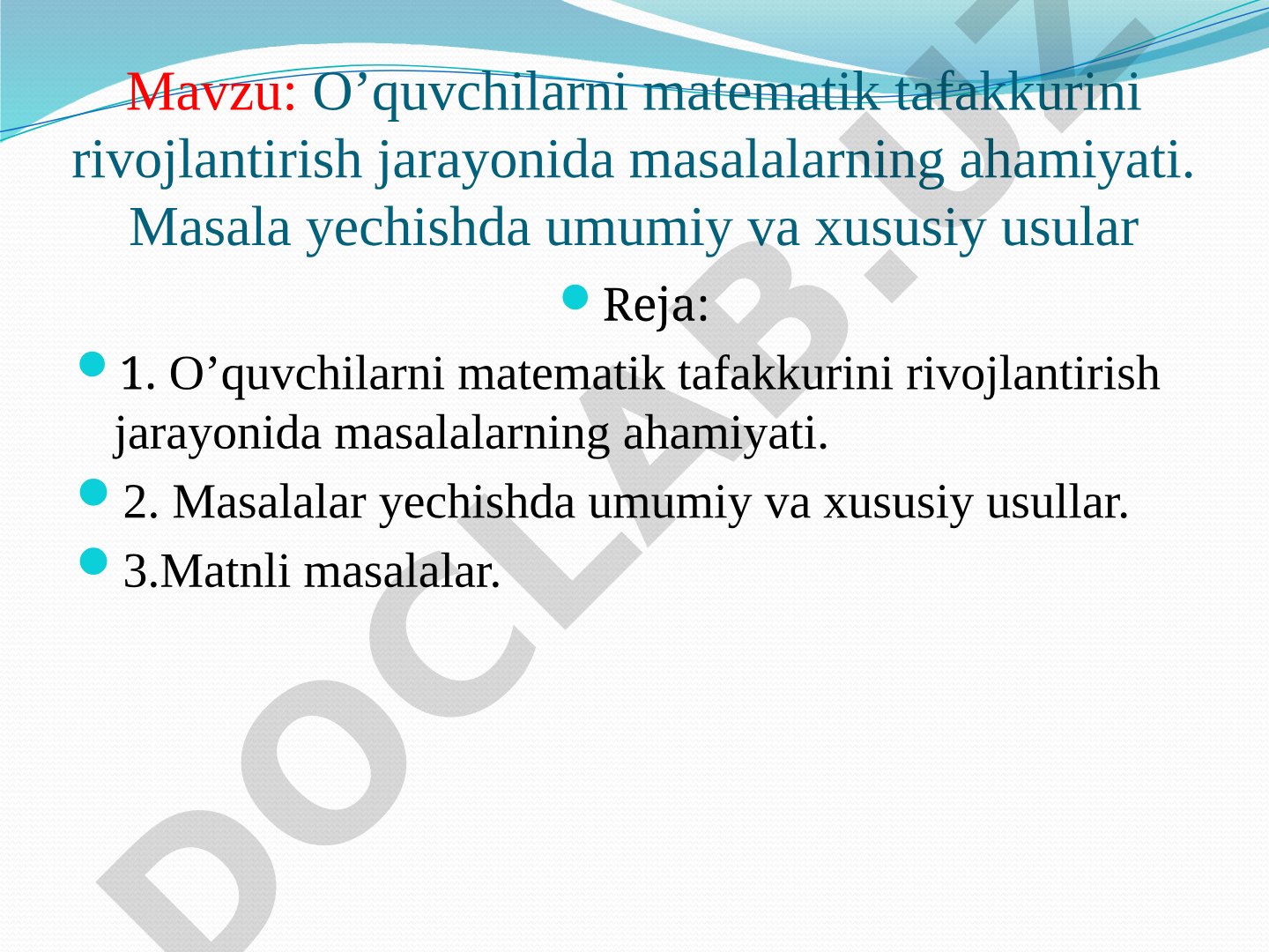 Matematik Tafakkurni Rivojlantirish