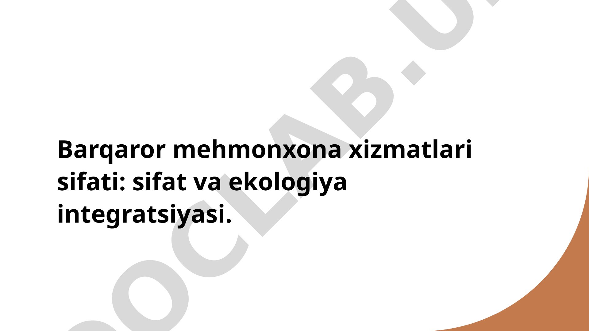 Barqaror Mehmonxona Xizmatlari Tadqiqoti