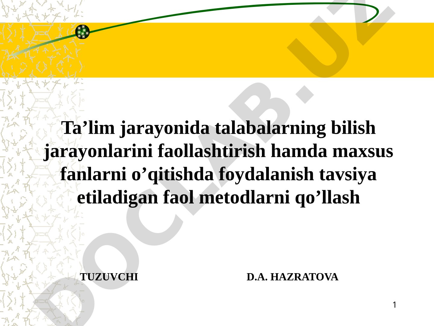 Kimyo o'qitishda muammoli ta'lim metodlari