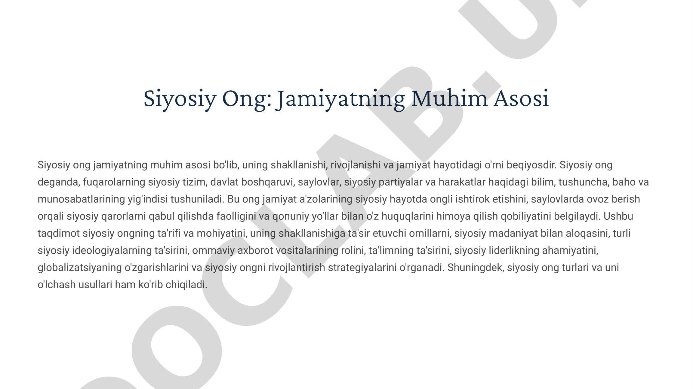 Siyosiy Ong Taqdimoti