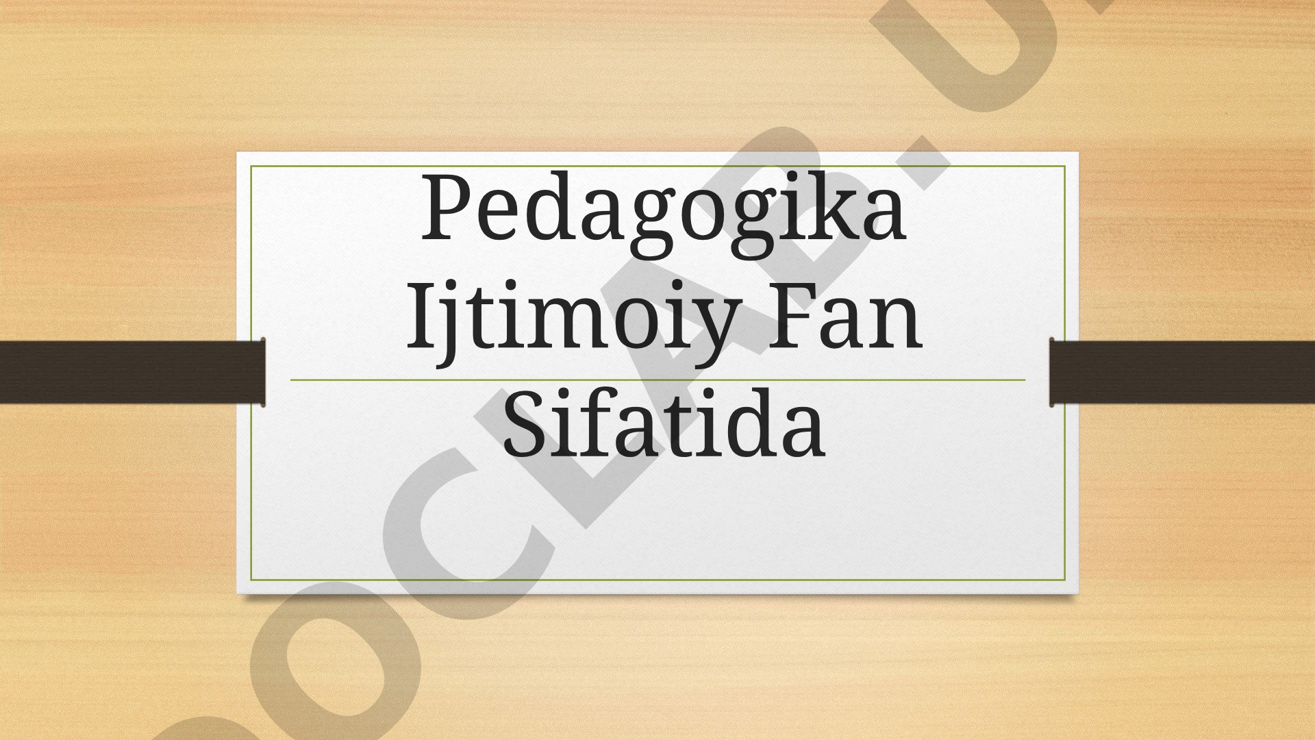Ijtimoiy Pedagogika Rejasi