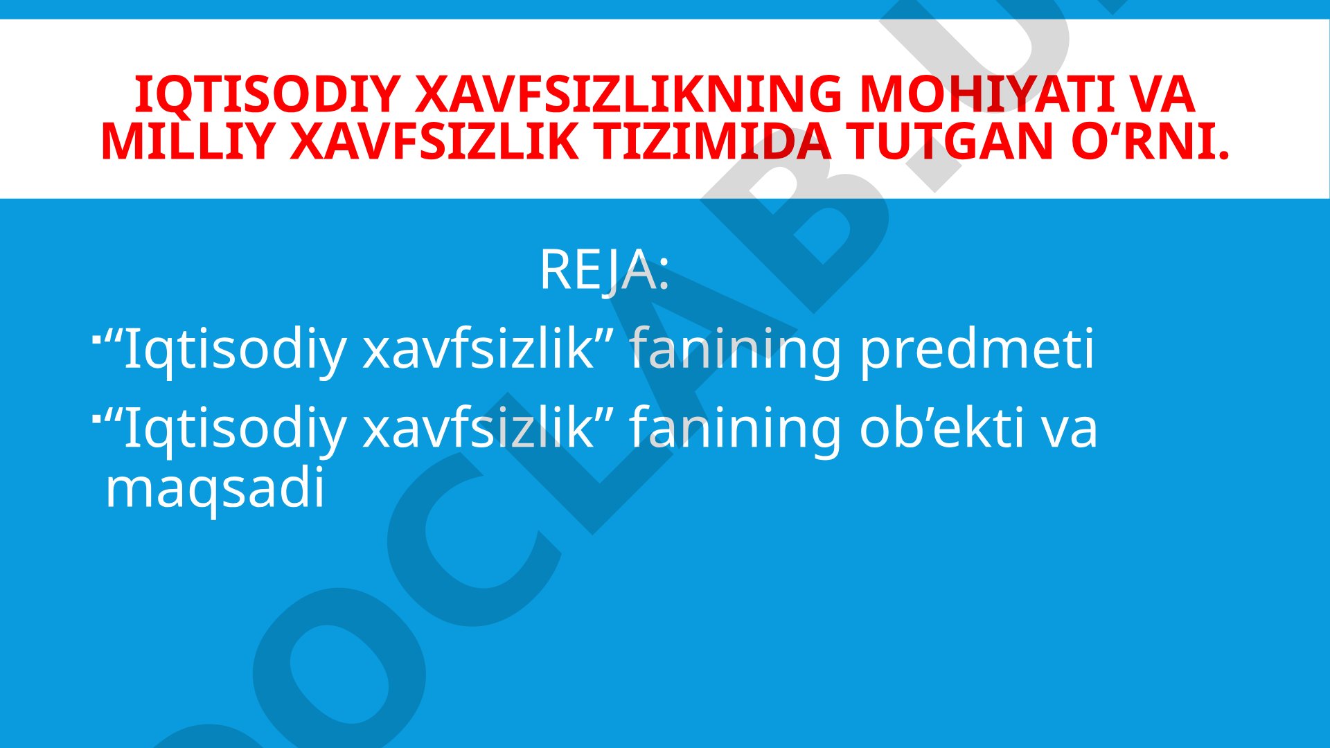 Iqtisodiy Xavfsizlik Kurs Ishi