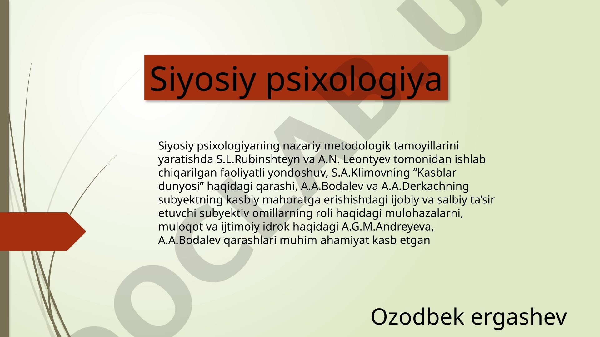 Siyosiy Psixologiya Nazariyasi