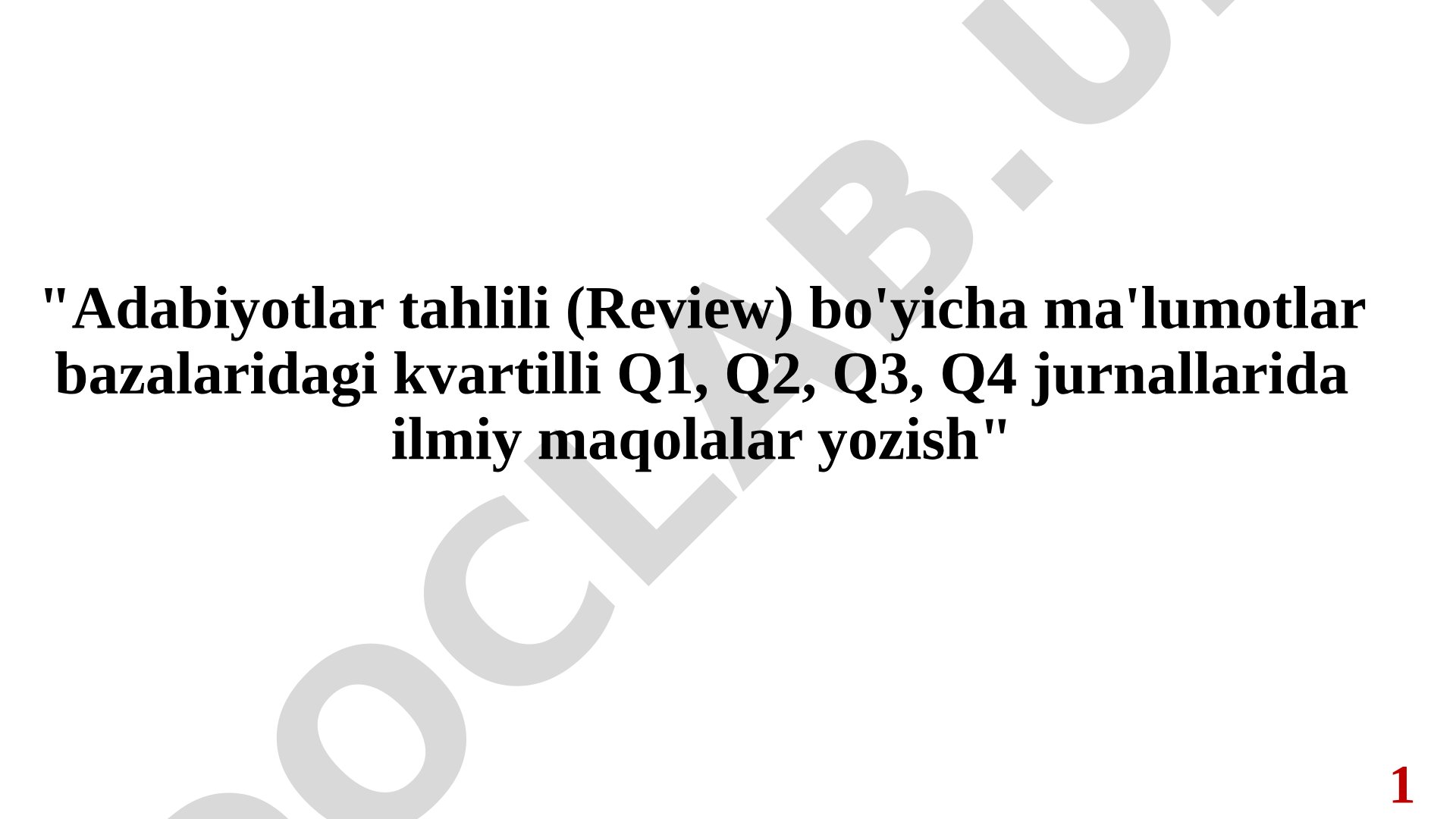 Scopus Q1-Q4 Jurnallarida Maqola Yozish