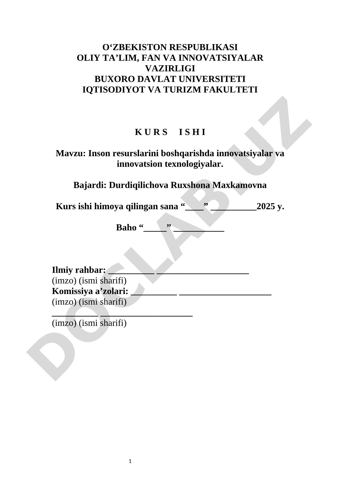 Inson resurslarini boshqarishda innovatsiyalar va innovatsion texnologiyalar