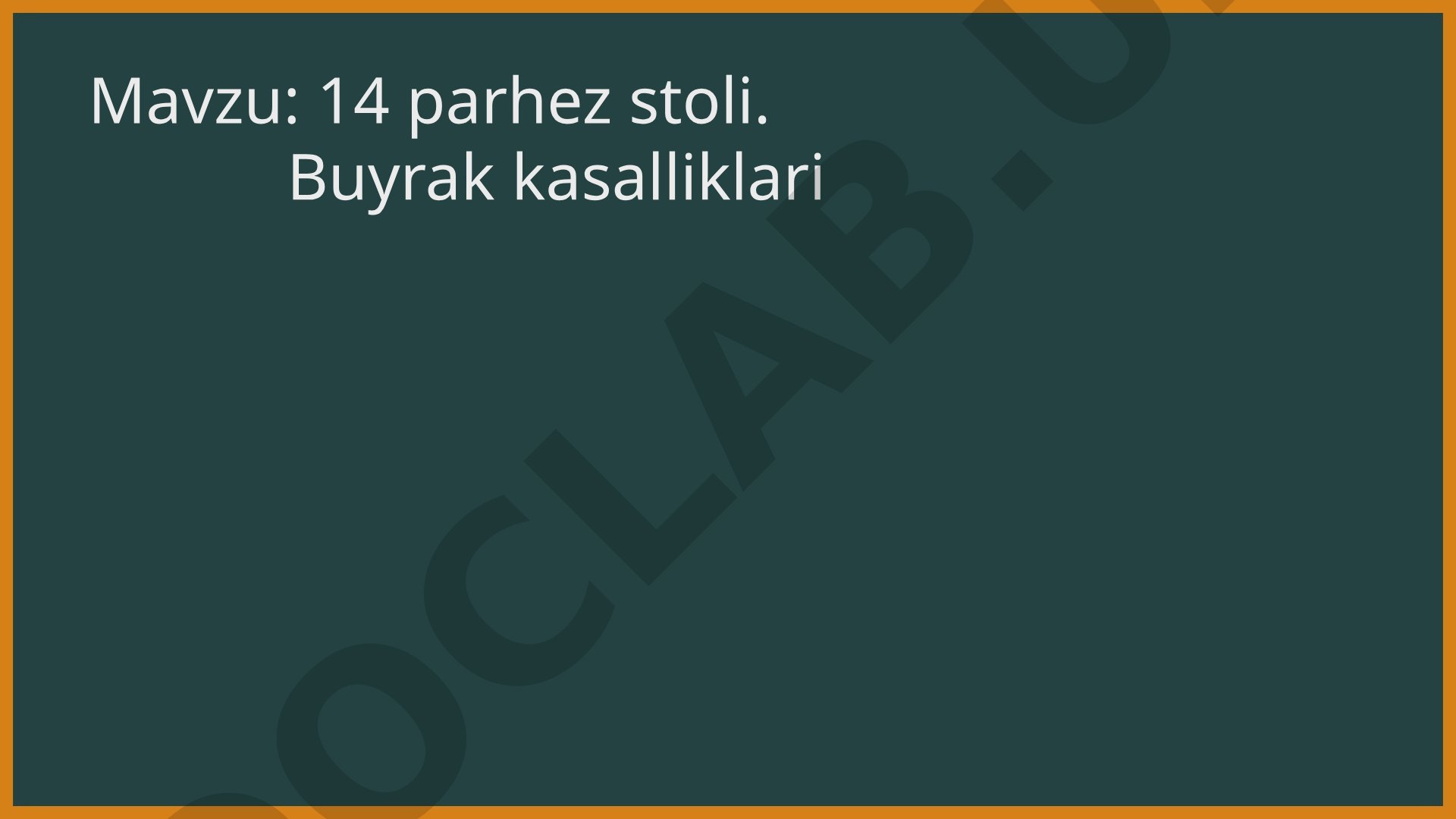 Buyrak Kasalliklari uchun 14 Parhez Stoli
