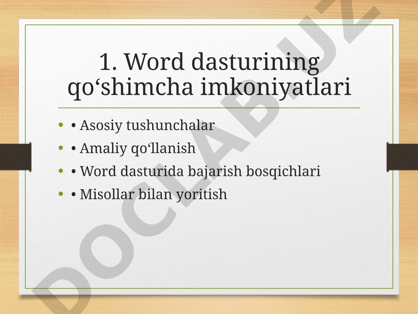 Word Interfeysi Qo'llanmasi