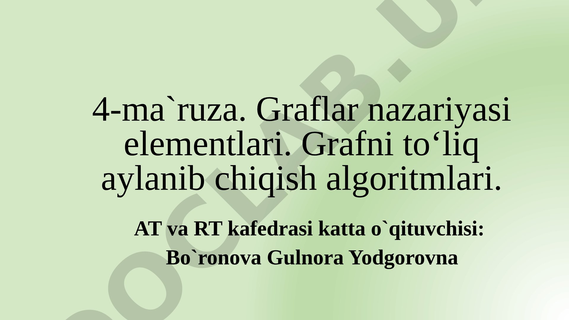 Graf Algoritmlari Darsligi