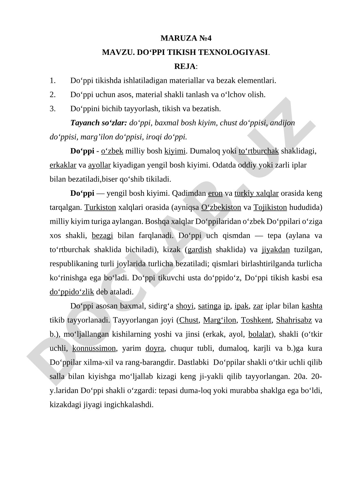 Do'ppi Tikish Texnologiyasi