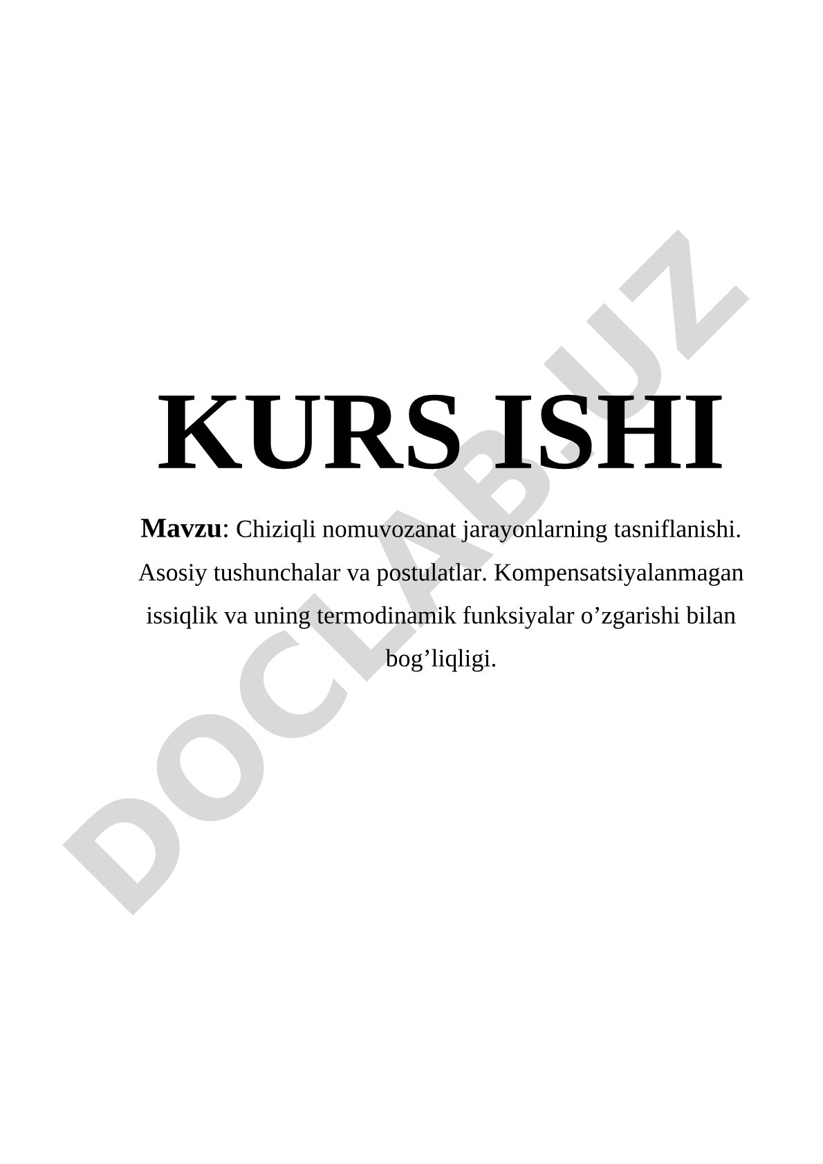 Chiziqli Nomuvozanat Jarayonlar Kurs Ishi