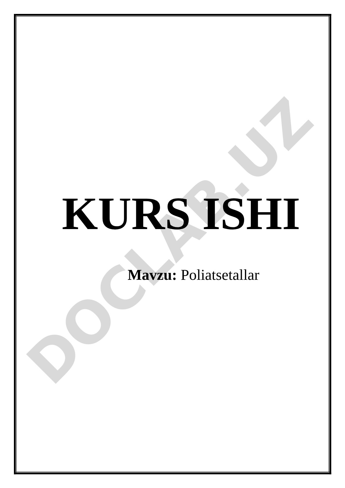 Poliatsetallar kurs ishi