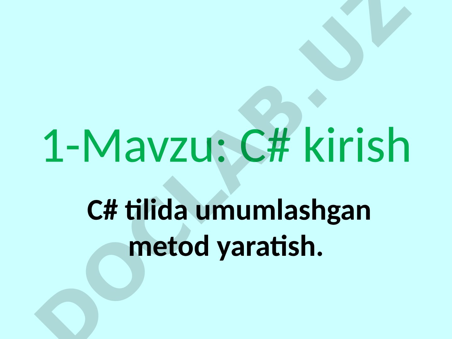 C# Umumlashgan Metodlar