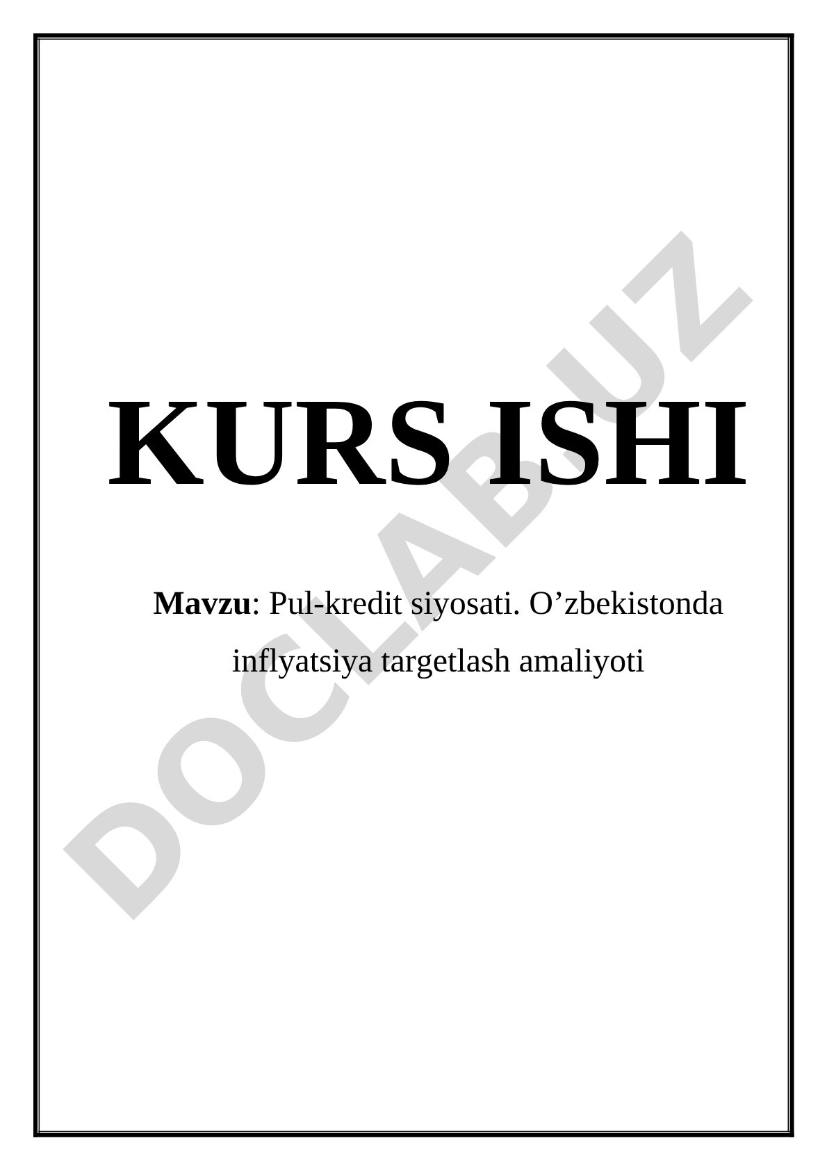 Pul-kredit siyosati va inflyatsiya targetlash