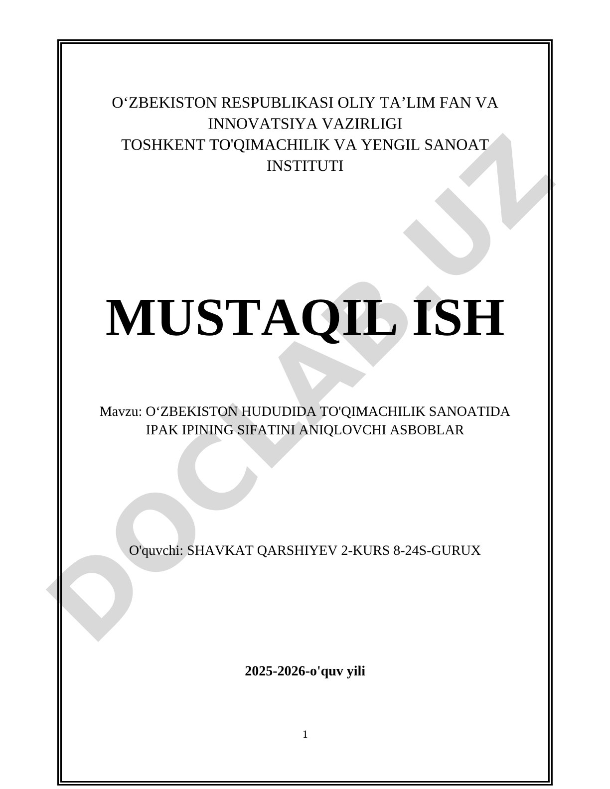 O‘zbekiston hududida to‘qimachilik sanoatida ipak ipining sifatini aniqlovchi asboblar