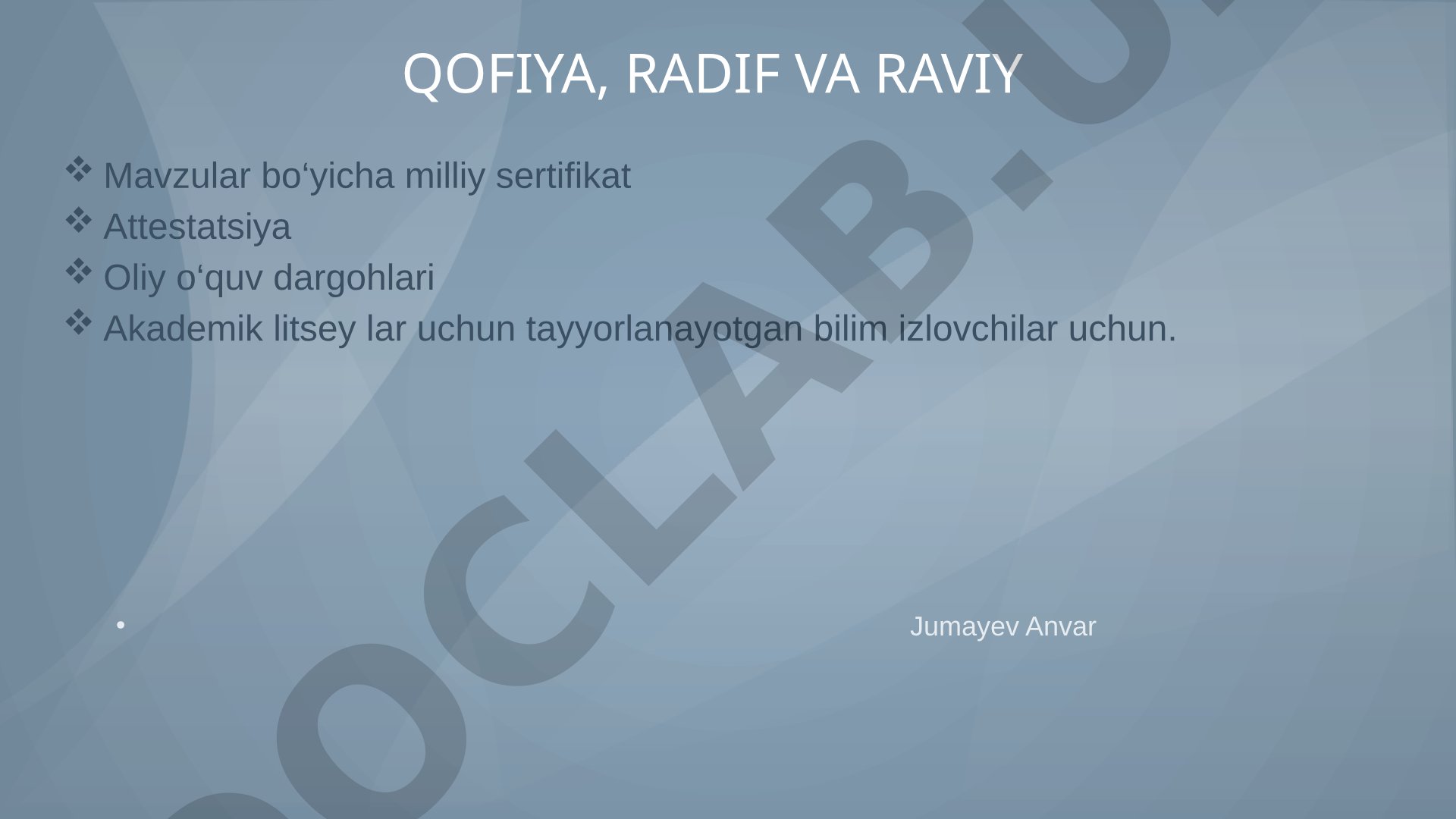 Qofiya, radif va raviy