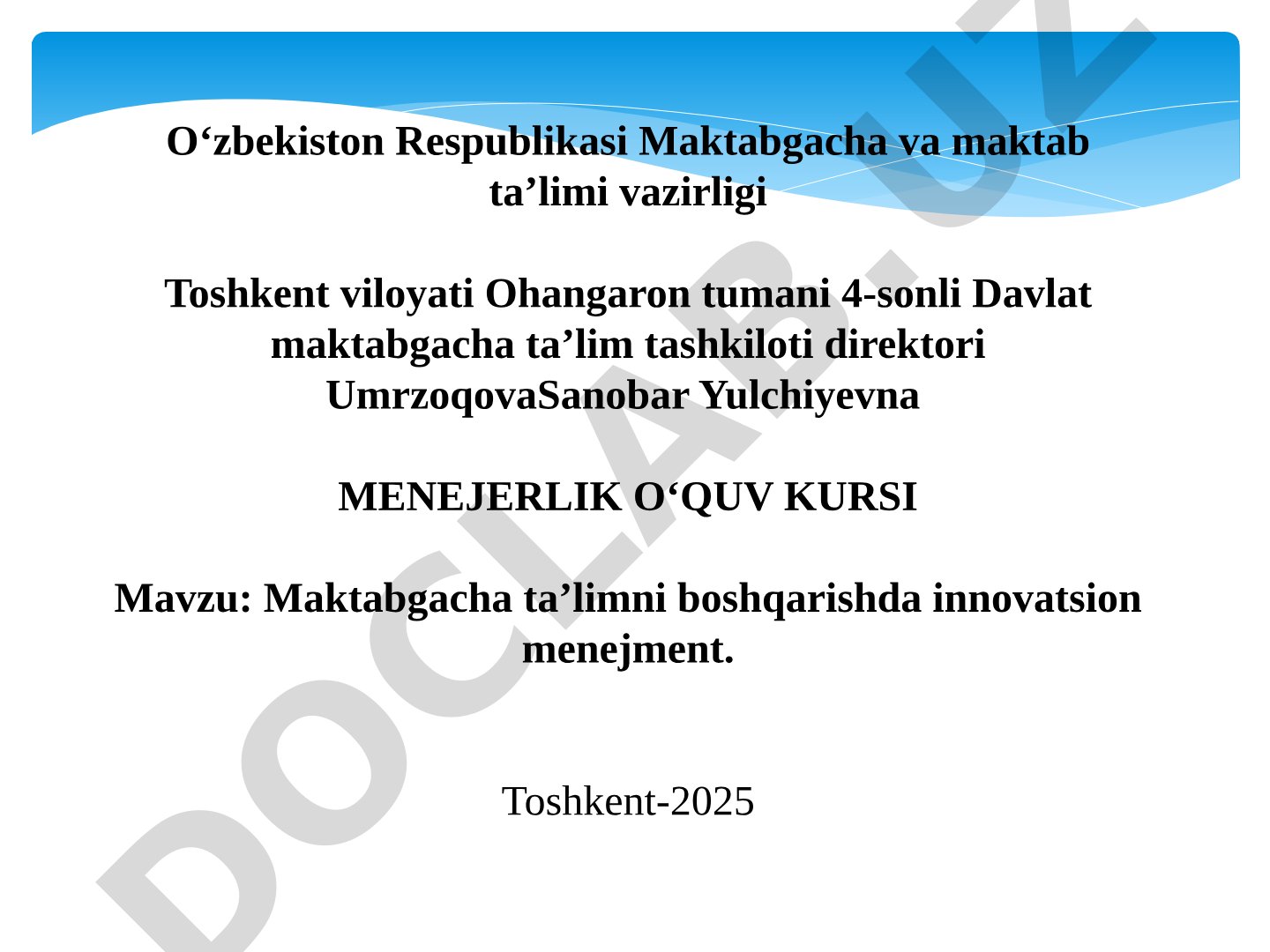 Maktabgacha ta'limni boshqarishda innovatsion menejment