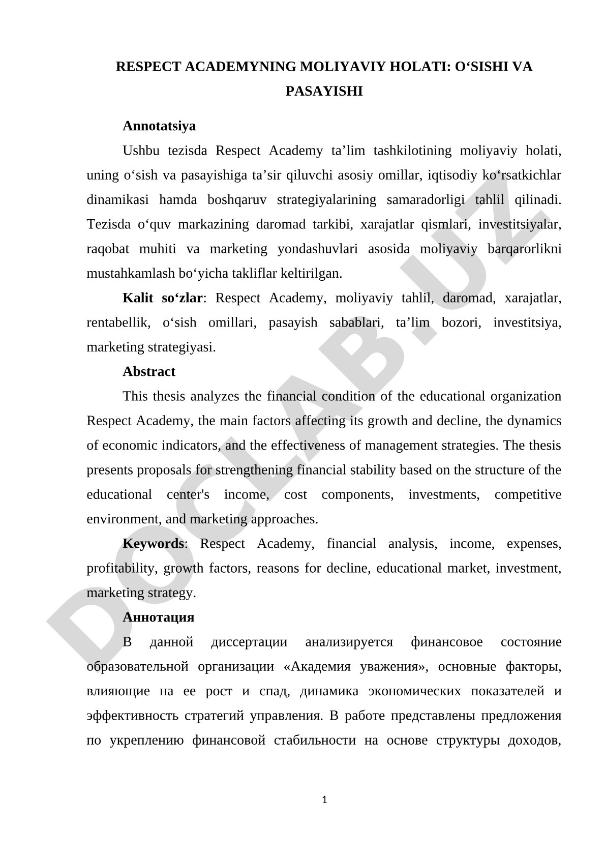 Respect Academyning moliyaviy holati: o'sishi va pasayishi