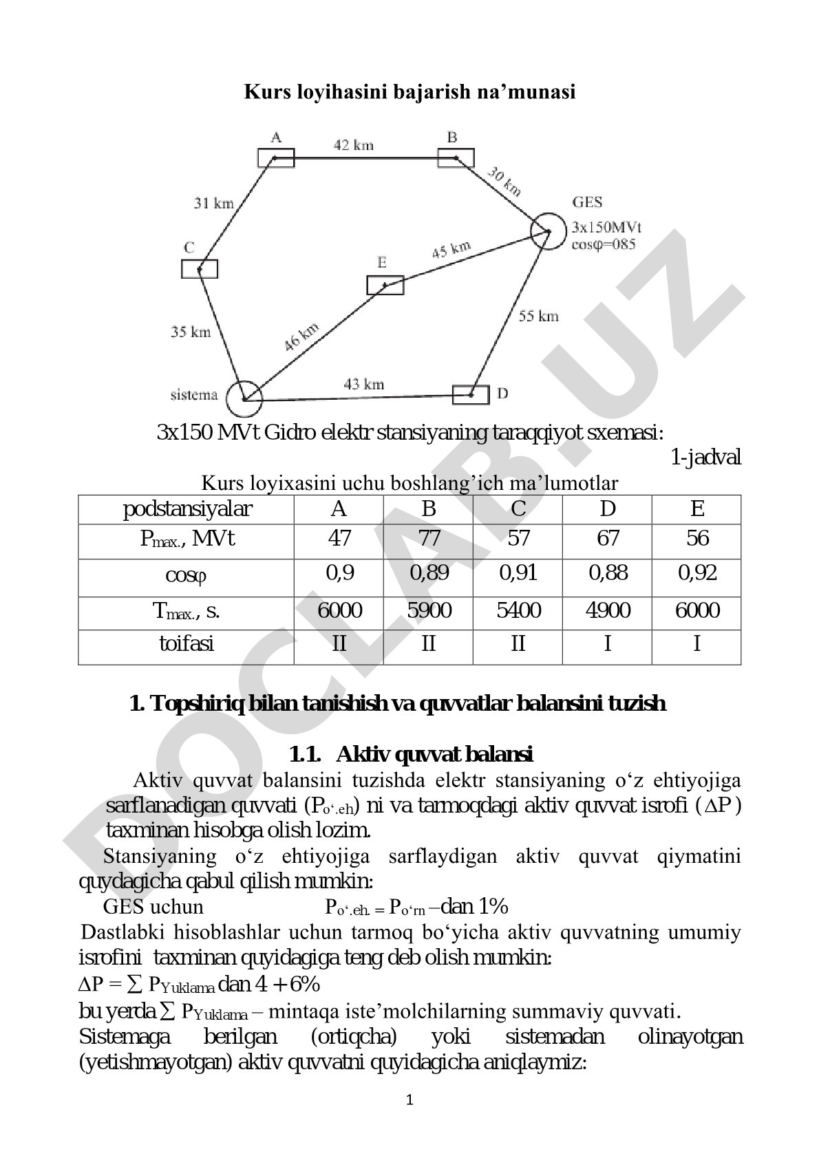 3x150 MVt Gidroelektr stansiyaning taraqqiyot sxemasi