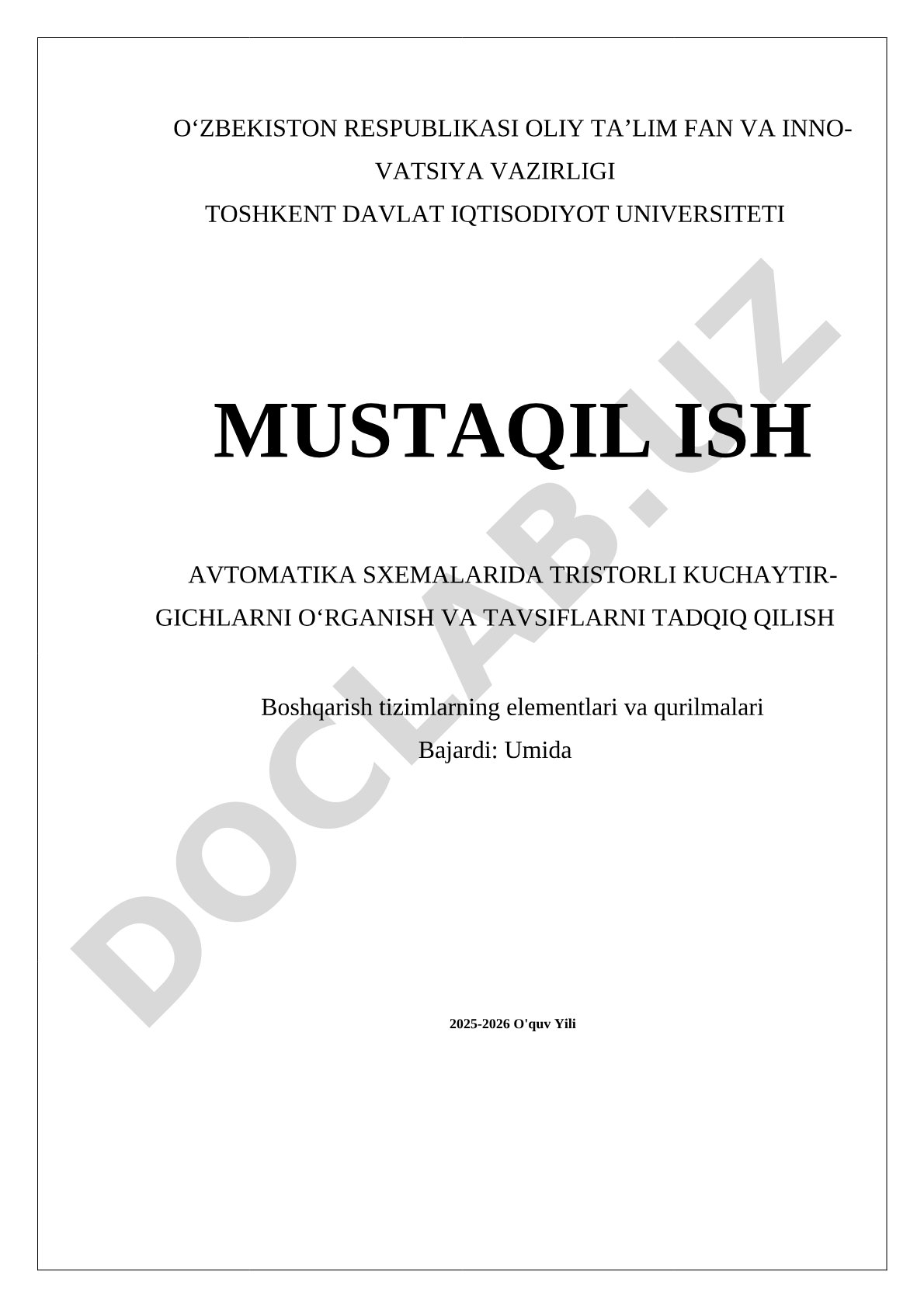 Avtomatika sxemalarida tristorli kuchaytirgichlarni o'rganish va tavsiflarni tadqiq qilish