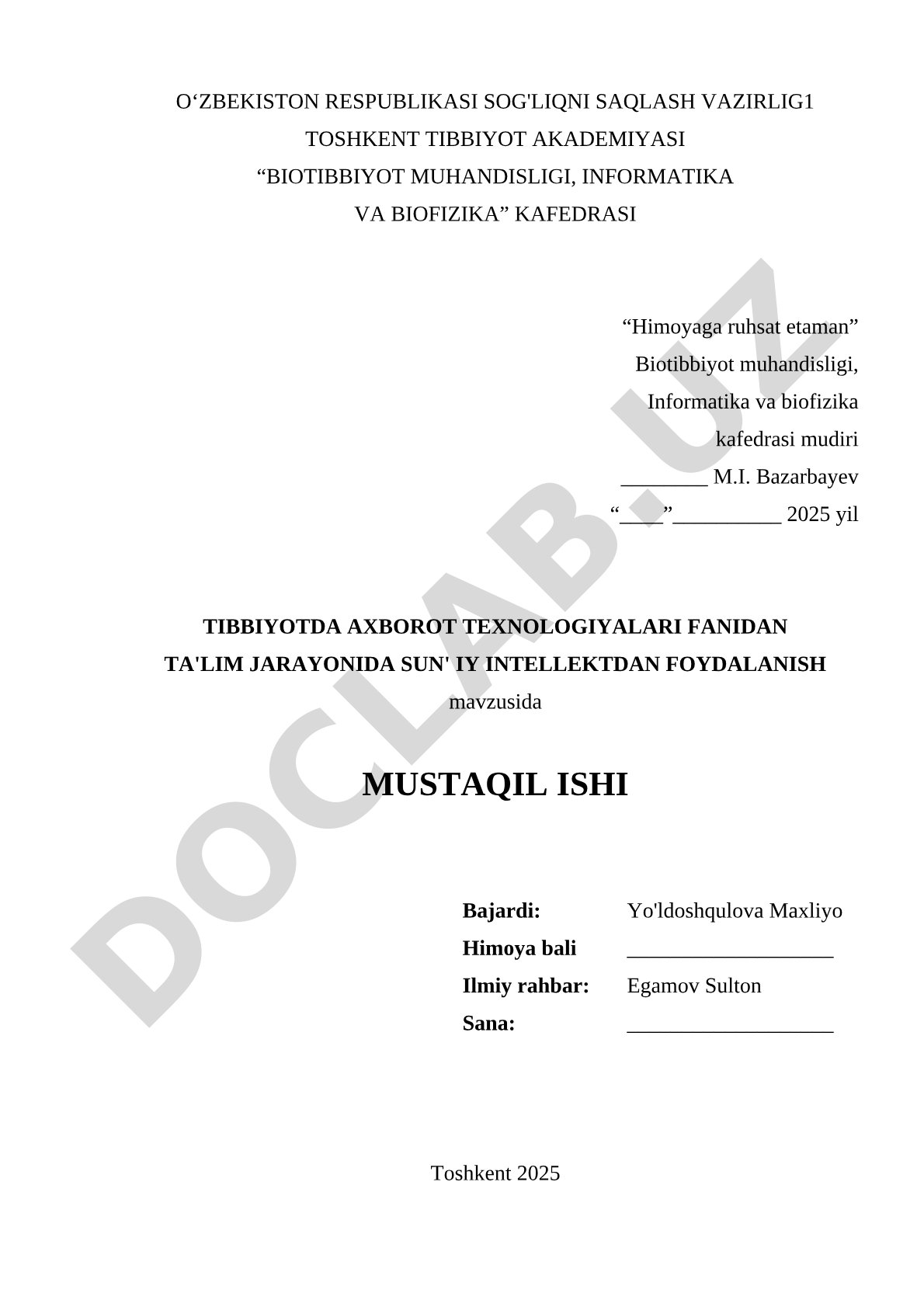 Ta'lim jarayonida sun'iy intellektdan foydalanish
